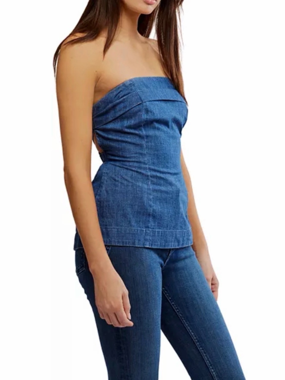 NWOT Free People Lora Denim Tube Top in Canter Wash